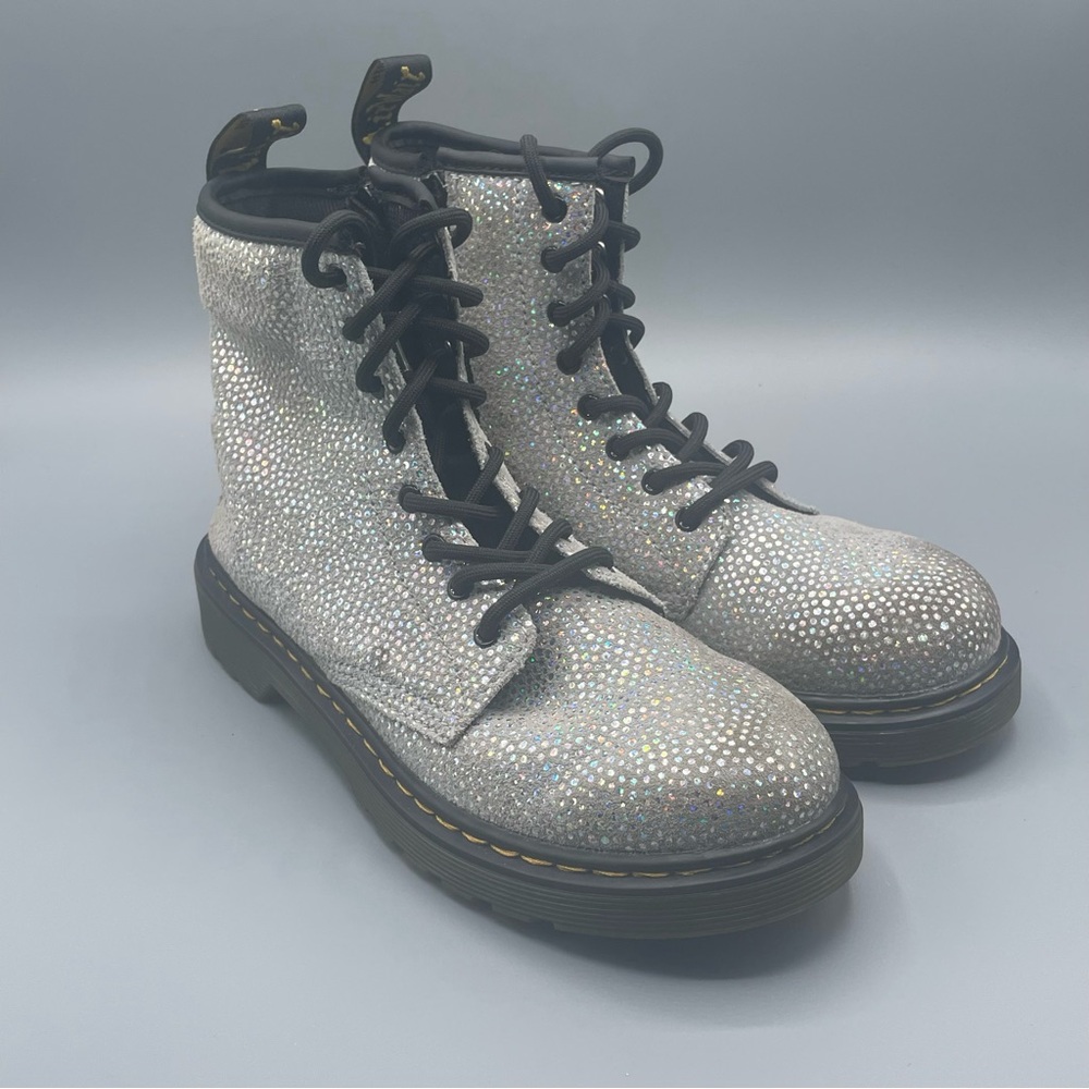 Dr. Martens Glittering‎ Silver Ankle Boots